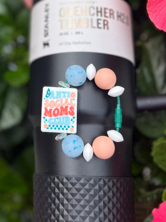 Anti Social Moms Club Beaded Tumbler Handle Charm